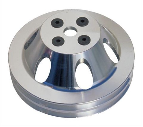 Trans-Dapt Performance Aluminum Water Pump Pulleys 8891 Pulley, V-Belt, 2-Groove, Aluminum, Polished, Chevy, Big Block, Short Pump, Each