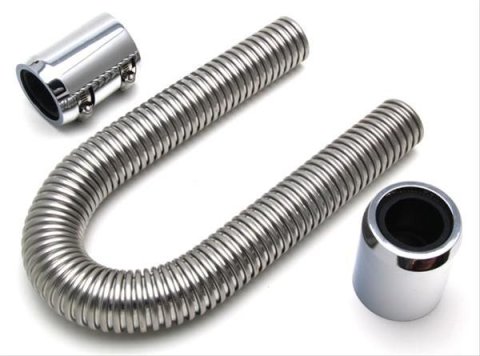 Trans-Dapt Performance Stainless Steel Radiator Hose Kits 8203 Hose, Steel, Polished, 24 in. Length, with 1.25 in., 1.50 in. Adapter Ends, Chrome, Each