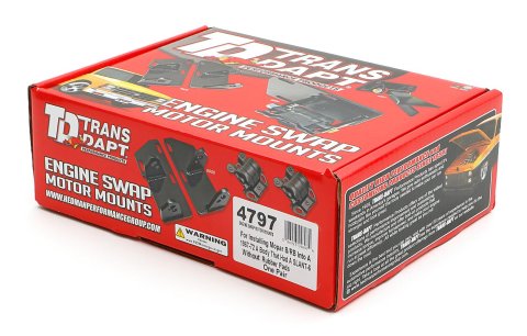 Trans-Dapt Performance Engine Swap Motor Mounts 4797 Mounts, Swap, Block Mount, Bolt-In, Dodge, Plymouth, Big Block, Slant 6 K Member, Pair