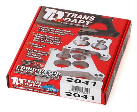 Trans-Dapt Performance Carburetor Adapters 2041 Adapter, Ported, Holley 2-Barrel Carburetor, Large 1-Barrel Manifold, 1.125 in. Thick, 2 15/16, Kit