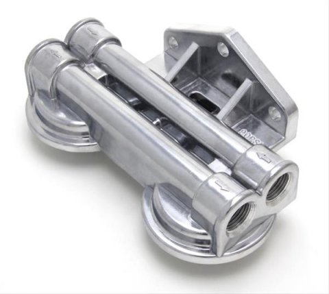 Trans-Dapt Performance Remote Oil Filter Brackets 1030 Mount, Dual Filter, 1/2 in. NPT Inlet/Outlet, 3/4 in.-16 Thread Filter, Each