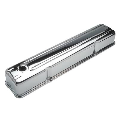 Trans-Dapt Performance Chrome Valve Covers 6892 Cover, Stock Height, Steel, Chrome, Plain, Chevy, Inline 6-Cylinder, Each