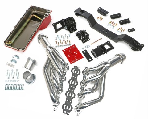 Trans-Dapt Performance Swap-In-A-Box Complete Engine Swap Kits 42025 Kits, Complete, Mid-length Silver Ceramic Coated Headers, Motor Mounts, Red Oil Pan, Chevy, Pontiac, 4.8L, 5.3L, 6.0L, Kit