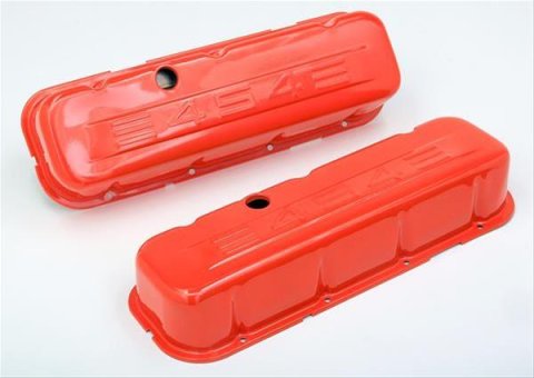 Trans-Dapt Performance Products Valve Covers 9957 CHEVY 454 LOGO TALL ORANGE POWDER COATED VALVE COVERS