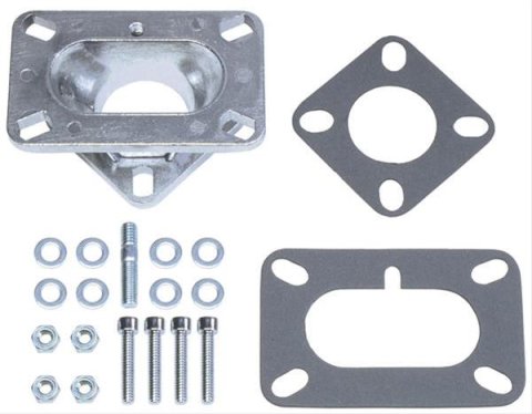 Trans-Dapt Performance Carburetor Adapters 2025 Adapter, Aluminum, 2-Barrel to 1-Barrel Manifold, 1.625 in. Thick, Kit