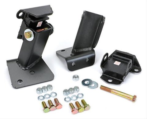 Trans-Dapt Performance Engine Swap Motor Mounts for 1955-1957 BEL AIR - 4195 Mounts, Complete Mount, With Mount Pad, Bolt-In, Steel, Black, Chevy, Bel Air/210, Big/Small Block, Kit