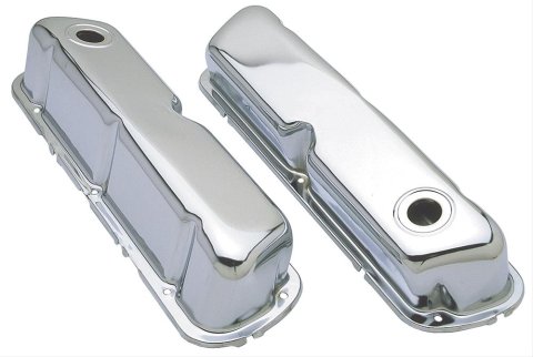 Trans-Dapt Performance Chrome Valve Covers 9237 Covers, Stock Height, Steel, Chrome, Plain, Ford, Small Block, Pair