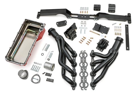 Trans-Dapt Performance Swap-In-A-Box Complete Engine Swap Kits 48063 Kit, Headers, Steel, Black Ceramic Coated, Motor Mounts, Oil Pan, Pickup, Gaskets, Hardware, Chevy, LS, Kit