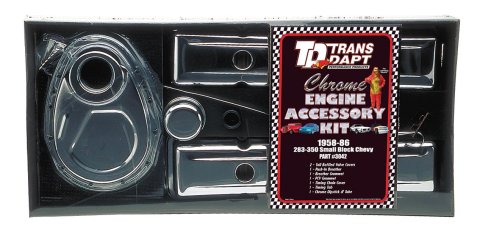 Trans-Dapt Performance Chrome Engine Dress-Up Kits 3043 Kit, Steel, Chrome, Chevy, Small Block, Kit
