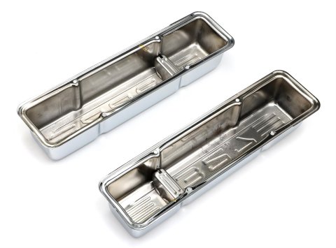 Trans-Dapt Performance Chrome Valve Covers 9853 Covers, Tall, Steel, Chrome, 327 Logo, Chevy, Small Block, Pair