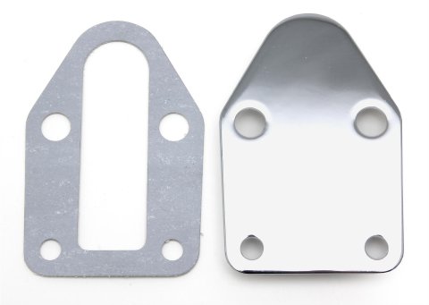 Trans-Dapt Performance Products Fuel Pump Block-Off Plates 2054 SBC CHROME PLAIN FUEL PUMP BLOCK OFF PLATE