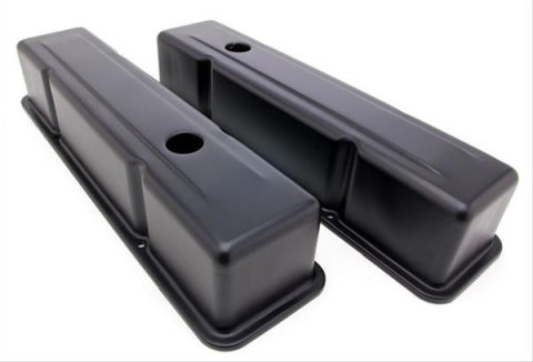 Trans-Dapt Performance Products Valve Covers 8684 CHEVY 283-400 TALL ASPHALT BLACK POWDER COATED VALVE COVERS- UNBAFFLED