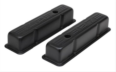 Trans-Dapt Performance Products Valve Covers 8679 CHEVY 327 LOGO TALL ASPHALT BLACK POWDER COATED VALVE COVERS