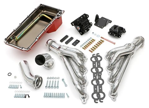 Trans-Dapt Performance Swap-In-A-Box Complete Engine Swap Kits 46002 Kit, Silver Ceramic Coated Headers, Motor Mounts, Oil Pan, Pickup, Gaskets, Hardware, Chevy, LS, 4L60, 4L70, Kit
