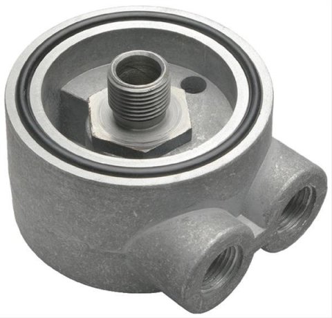 Trans-Dapt Performance Oil Cooler Sandwich Adapters 1350 Adapter, Filter, Sandwich, Aluminum, Natural, 18mm x 1.5mm Thread, 3/8 in. NPT Inlet/Outlet, Each