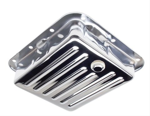 Trans-Dapt Performance Transmission Pans 9531 Pan, Stock, Steel, Chrome, Finned, Case Fill, Ford, C-4, Each