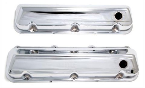 Trans-Dapt Performance Chrome Valve Covers 9297 Covers, Stock Height, Steel, Chrome, Plain, Ford, 429-460, Pair