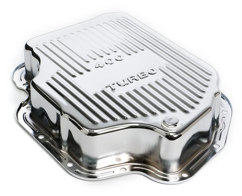 Trans-Dapt Performance Transmission Pans 9197 Pan, Deep, Steel, Chrome, Finned, GM, TH400, Each
