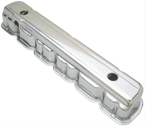 Trans-Dapt Performance Chrome Valve Covers 9233 Cover, Stock Height, Steel, Chrome, Plain, Chevy, 194/230/250/292, L6, Each