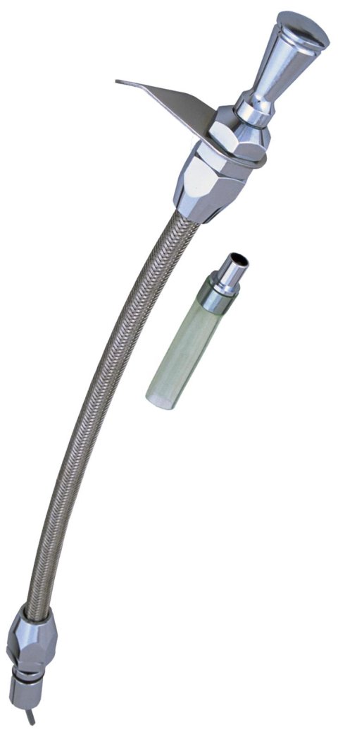 Trans-Dapt Performance Flexible Braided Stainless Transmission Dipsticks 8140 Dipstick, Stainless, Aluminum, Natural, Polished, Chevy, 700R4, Each
