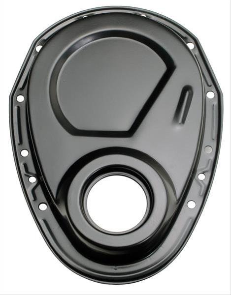 Trans-Dapt Performance Timing Covers 8636 Chain Cover, One-piece, Steel, Black Powdercoated, Chevy, Small Block, Each