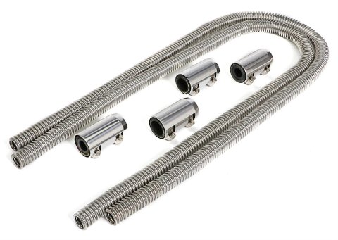 Trans-Dapt Performance Heater Hose Kits 8208 Hoses, Stainless Steel, Natural, 0.750 in. Diameter, 44.00 in. Length, Adapters, Clamps, Kit