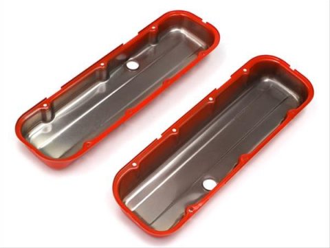 Trans-Dapt Performance Products Valve Covers 9993 Covers, Short, Steel, Orange Powdercoated, Non-Baffled, Chevrolet, Big Block, Pair