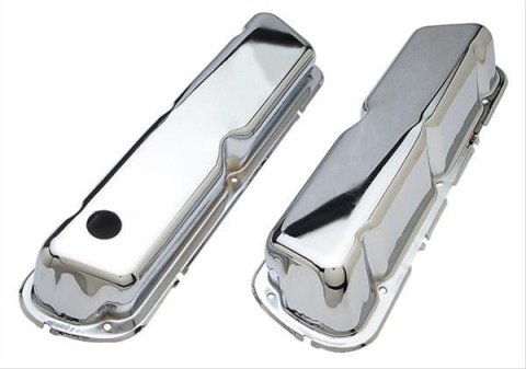 Trans-Dapt Performance Chrome Valve Covers 8867 Covers, Stock Height, Steel, Chrome, Plain, Ford, Small Block, Pair
