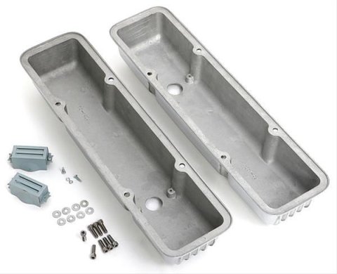 Trans-Dapt Performance Finned Aluminum Valve Covers 6603 Covers, Stock Height, Aluminum, Polished, Finned, Chevy, Small Block, Pair