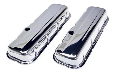 Trans-Dapt Performance Chrome Valve Covers 4966 Covers, Stock Height, Steel, Chrome, Plain, Chevy, Big Block, Pair