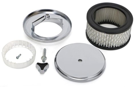 Trans-Dapt Performance Chrome Air Cleaners 2170 Filter Assembly, 4 in. Diameter, Round, Raised Base, Steel, Chrome, 2 in. Filter Height, Each