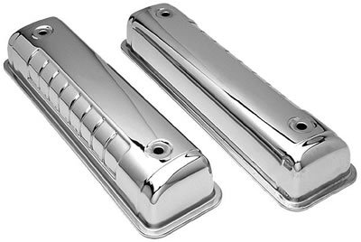 Trans-Dapt Performance Chrome Valve Covers 8986 Covers, Stock Height, Steel, Chrome, Plain, Ford, Y-Block, Pair