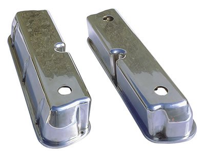 Trans-Dapt Performance Diecast Aluminum Valve Covers 6728 Covers, Tall, Cast Aluminum, Polished, Plain, Ford, Small Block, Pair