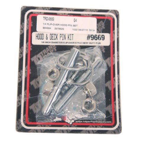 Trans-Dapt Performance Replacement Safety Pins 9669 Hood Pin Set, 1/4" Flip-Over, Chrome, 2 pack