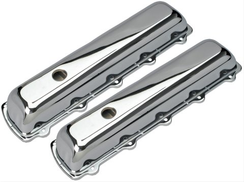 Trans-Dapt Performance Chrome Valve Covers 9391 Covers, Stock Height, Steel, Chrome, Plain, Oldsmobile 330-455, V8, Pair