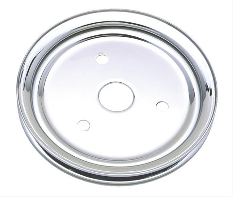 Trans-Dapt Performance Steel Crankshaft Pulleys 9602 Pulley, V-Belt, 1-Groove, 6.8 in., Steel, Chrome, Chevy, Small Block, Short Pump, Each