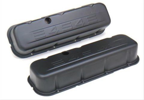 Trans-Dapt Performance Products Valve Covers 8681 CHEVY 454 LOGO TALL ASPHALT BLACK POWDER COATED VALVE COVERS