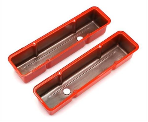 Trans-Dapt Performance Products Valve Covers 9963 CHEVY 283-400 TALL ORANGE POWDER COATED VALVE COVERS