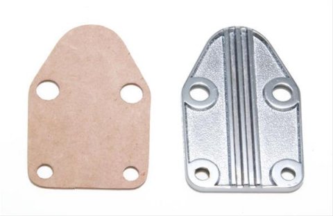 Trans-Dapt Performance Fuel Pump Block-Off Plates 2057 Plate, Steel, Chrome Plated, Chevy, Small Block, Each