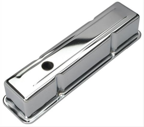 Trans-Dapt Performance Chrome Valve Covers 9215 Covers, Tall, Steel, Chrome, Plain, Chevy, Small Block, Pair