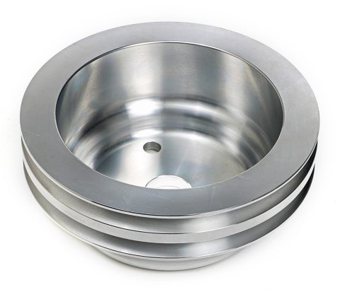 Trans-Dapt Performance Aluminum Crankshaft Pulleys 9485 Pulley, V-Belt, 2-Groove, 6.6 in., Aluminum, Natural, Chevy, Small Block, Long Pump, Each