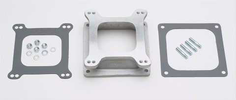 Trans-Dapt Performance Carburetor Adapters 2381 Spacer, 2.125 in. Tall, Open, Aluminum, Natural, Carter, Edelbrock, Holley, Square Bore, Each