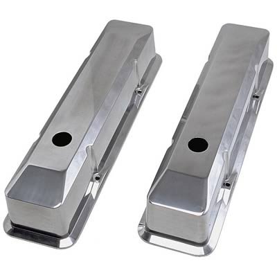 Trans-Dapt Performance Diecast Aluminum Valve Covers 6092 Covers, Tall, Aluminum, Polished, Plain, Chevy, Small Block, Pair