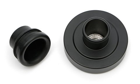 Trans-Dapt Performance Oil Fill Caps 8647 Valve Cover Cap, Round, Push-in, Black Powdercoated, Aluminum, Each