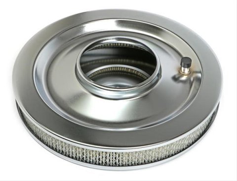 Trans-Dapt Performance Chrome Air Cleaners 2148 Filter Assembly, 14 in. Diameter, Round, Flat Base, Steel, Chrome, 2 1/8 in. Filter Height, Each