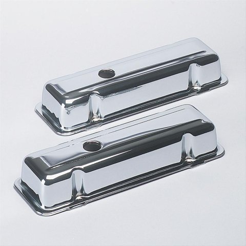 Trans-Dapt Performance Chrome Valve Covers 9039 Covers, Stock Height, Steel, Chrome, Plain, Chevy, 229 V6, Pair