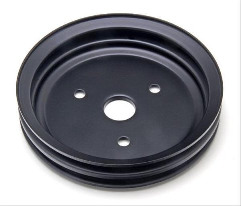 Trans-Dapt Performance Powdercoated Pulleys 8603 Crankshaft Pulley, Steel, 2-Groove, 7.3 in. Dia., Satin Black Powdercoat, Chevy, Small Block, Short Pump, Each