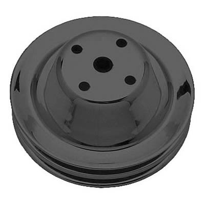 Trans-Dapt Performance Powdercoated Pulleys 8605 Water Pump Pulley, V-Belt, 2-Groove, Steel, Black, Chevy, Small Block, Long Pump, Each