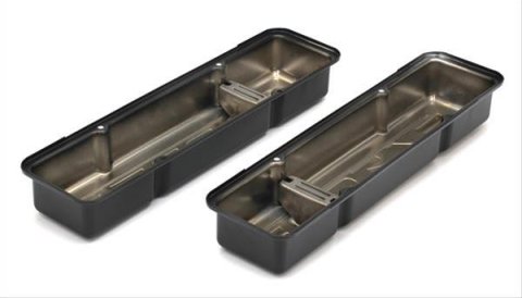 Trans-Dapt Performance Products Valve Covers 8680 CHEVY 327 LOGO SHORT ASPHALT BLACK POWDER COATED VALVE COVERS