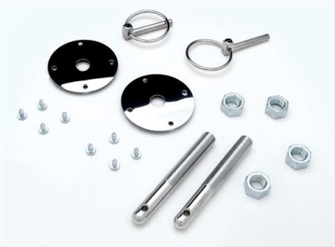 Trans-Dapt Performance Replacement Safety Pins 4056 Hood Pins, Torsion Pin Style, Steel, Chrome Plated, Kit